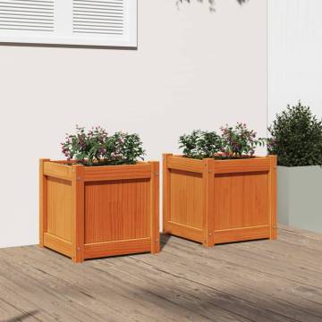 Garden Planters 2 pcs Wax Brown Solid Wood Pine - Hipomarket