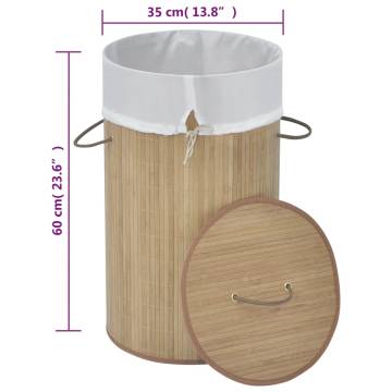 Bamboo Laundry Bin Round - Natural | Hipo Market