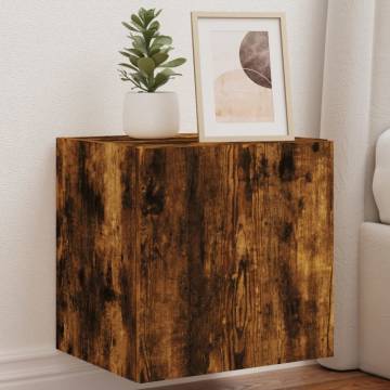 Stylish TV Wall Cabinets with LED Lights - Smoked Oak