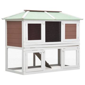 Double Floor Brown Wood Rabbit Cage - Cozy & Durable