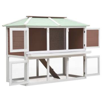 Double Floor Brown Wood Rabbit Cage - Cozy & Durable