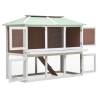 Double Floor Brown Wood Rabbit Cage - Cozy & Durable