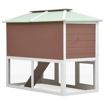 Double Floor Brown Wood Rabbit Cage - Cozy & Durable