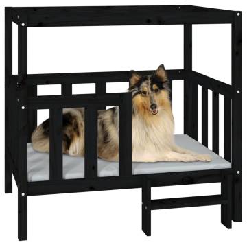 Dog Bed Black - Solid Pine Wood - 105.5 x 83.5 x 100 cm