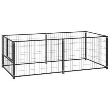 Durable Black Dog Kennel 200x100x70 cm - Steel Construction