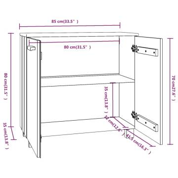 Sideboard HAMAR Light Grey - Solid Pine Wood 85x35x80 cm