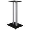 Speaker Stands 2pcs Black&Silver Tempered Glass - Stylish Design