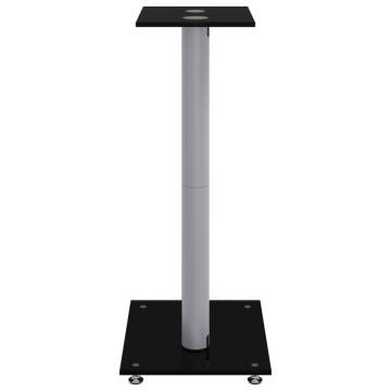 Speaker Stands 2pcs Black&Silver Tempered Glass - Stylish Design