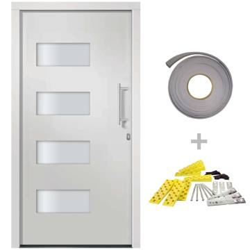 Front Door Aluminium & PVC White 110x210 cm | HipoMarket