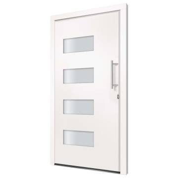 Front Door Aluminium & PVC White 110x210 cm | HipoMarket