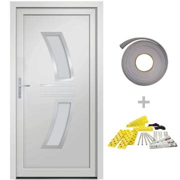 Front Door White 98x208 cm PVC - Durable & Secure Entrance