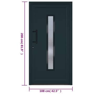 Front Door Anthracite 108x208 cm PVC - Durable & Secure Entryway