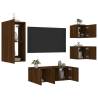 5 Piece TV Wall Units with LED - Brown Oak Engineered Wood