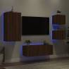 5 Piece TV Wall Units with LED - Brown Oak Engineered Wood