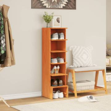 Elegant Wax Brown Shoe Cabinet - Solid Pine Wood | Hipo Market