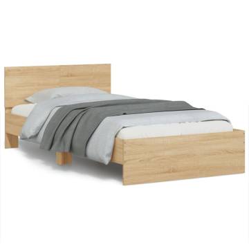 Sonoma Oak Bed Frame with LED Lights - 100x200 cm | HipoMarket