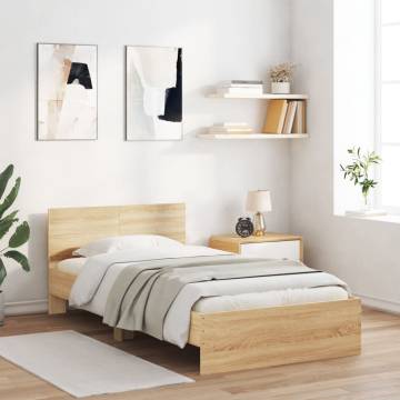 Sonoma Oak Bed Frame with LED Lights - 100x200 cm | HipoMarket