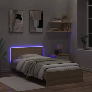 Sonoma Oak Bed Frame with LED Lights - 100x200 cm | HipoMarket