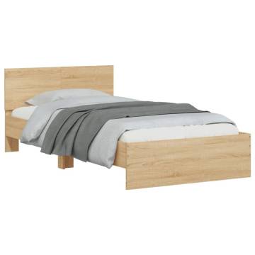 Sonoma Oak Bed Frame with LED Lights - 100x200 cm | HipoMarket