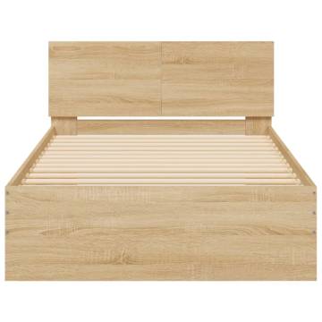 Sonoma Oak Bed Frame with LED Lights - 100x200 cm | HipoMarket