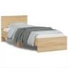 Bed Frame with Headboard and LED Lights Sonoma Oak 90x200 cm Colour sonoma oak Size 90 x 200 cm 