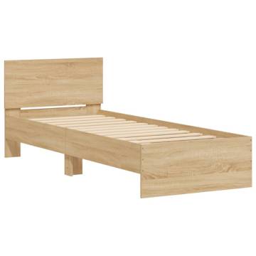 Sonoma Oak Bed Frame with LED Lights - 90x200 cm