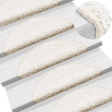 Carpet Stair Treads 15 pcs - White - 56x17x3 cm | HiPoMarket