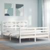 Bed Frame with Headboard White 160x200 cm Solid Wood Colour white Size 160 x 200 cm 