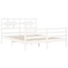 White Bed Frame with Headboard 160x200 cm - Solid Wood