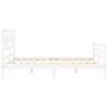 White Bed Frame with Headboard 160x200 cm - Solid Wood