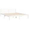 White Bed Frame with Headboard 160x200 cm - Solid Wood