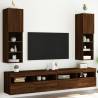 Stylish Brown Oak TV Cabinets with LED Lights - Set of 2