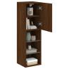 Stylish Brown Oak TV Cabinets with LED Lights - Set of 2