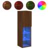 Stylish Brown Oak TV Cabinets with LED Lights - Set of 2