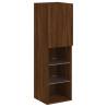 Stylish Brown Oak TV Cabinets with LED Lights - Set of 2