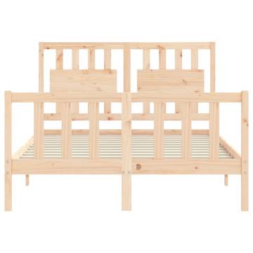 Solid Wood Bed Frame with Headboard 140x190 cm - Hipomarket