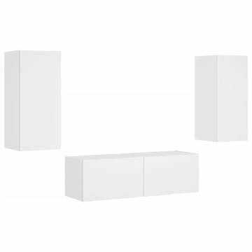 3 Piece TV Wall Cabinets with LED Lights - White | Hipomarket