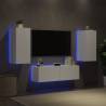 3 Piece TV Wall Cabinets with LED Lights - White | Hipomarket