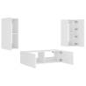 3 Piece TV Wall Cabinets with LED Lights - White | Hipomarket