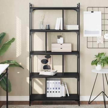 5-Tier Black Bookcase - Stylish & Durable | HipoMarket