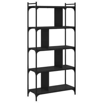 5-Tier Black Bookcase - Stylish & Durable | HipoMarket