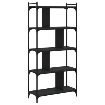 5-Tier Black Bookcase - Stylish & Durable | HipoMarket