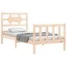 Solid Wood Bed Frame with Headboard - 90x200 cm | Hipo Market