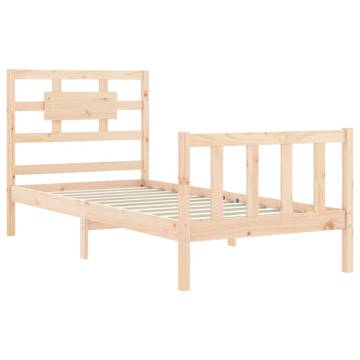 Solid Wood Bed Frame with Headboard - 90x200 cm | Hipo Market