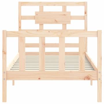 Solid Wood Bed Frame with Headboard - 90x200 cm | Hipo Market