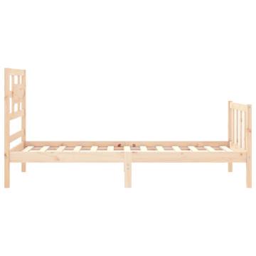 Solid Wood Bed Frame with Headboard - 90x200 cm | Hipo Market