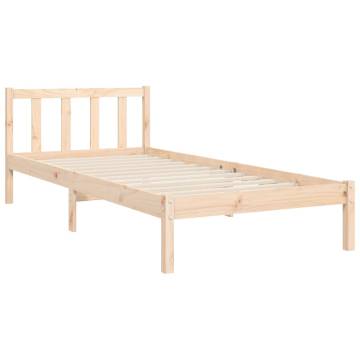 Solid Wood Bed Frame with Headboard - 90x200 cm | Hipo Market