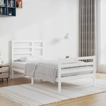 White Solid Wood Bed Frame 90x200 cm - Modern Design