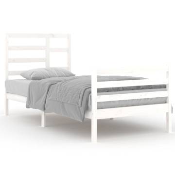 White Solid Wood Bed Frame 90x200 cm - Modern Design