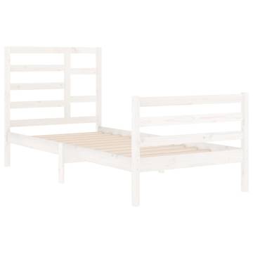 White Solid Wood Bed Frame 90x200 cm - Modern Design